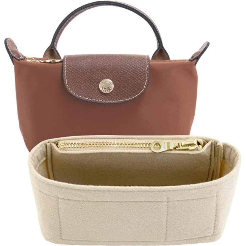 Mini Tote Bag Organizer Insert Felt Purse Liner with Compartments for Small Bags